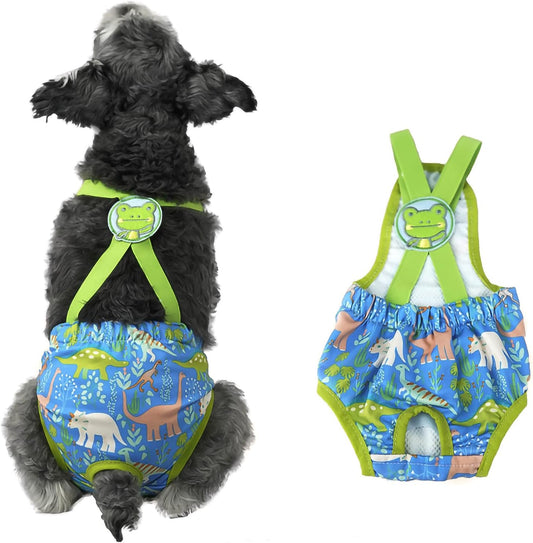 Reusable Girl Dog Diaper with Suspender - Green XXS