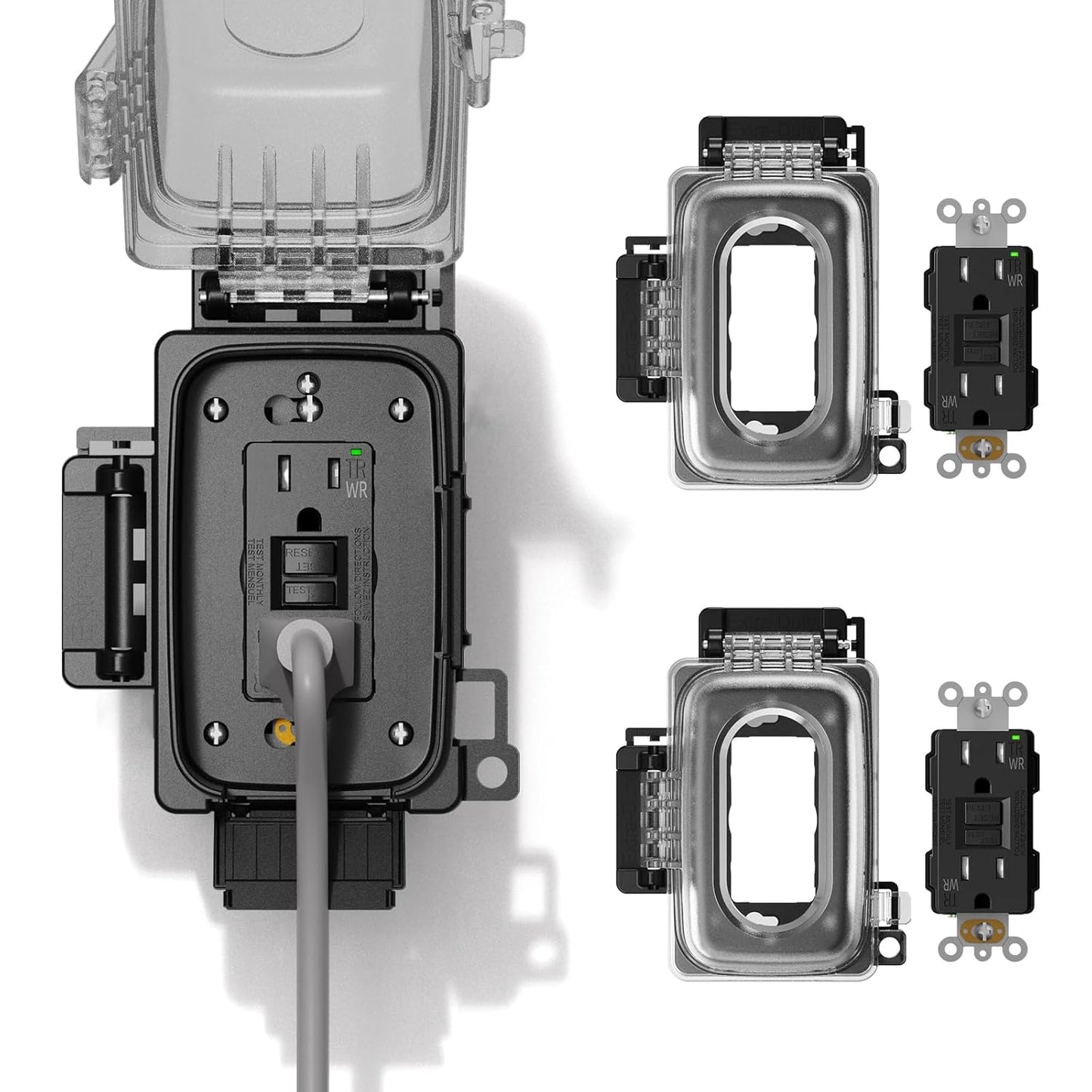 ELEGRP Outdoor GFCI Outlet with Weatherproof In-Use Cover