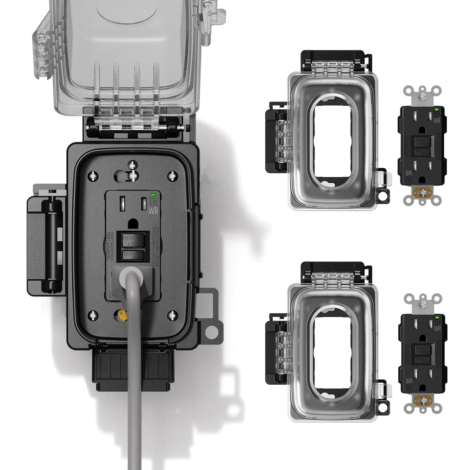 ELEGRP Outdoor GFCI Outlet with Weatherproof In-Use Cover