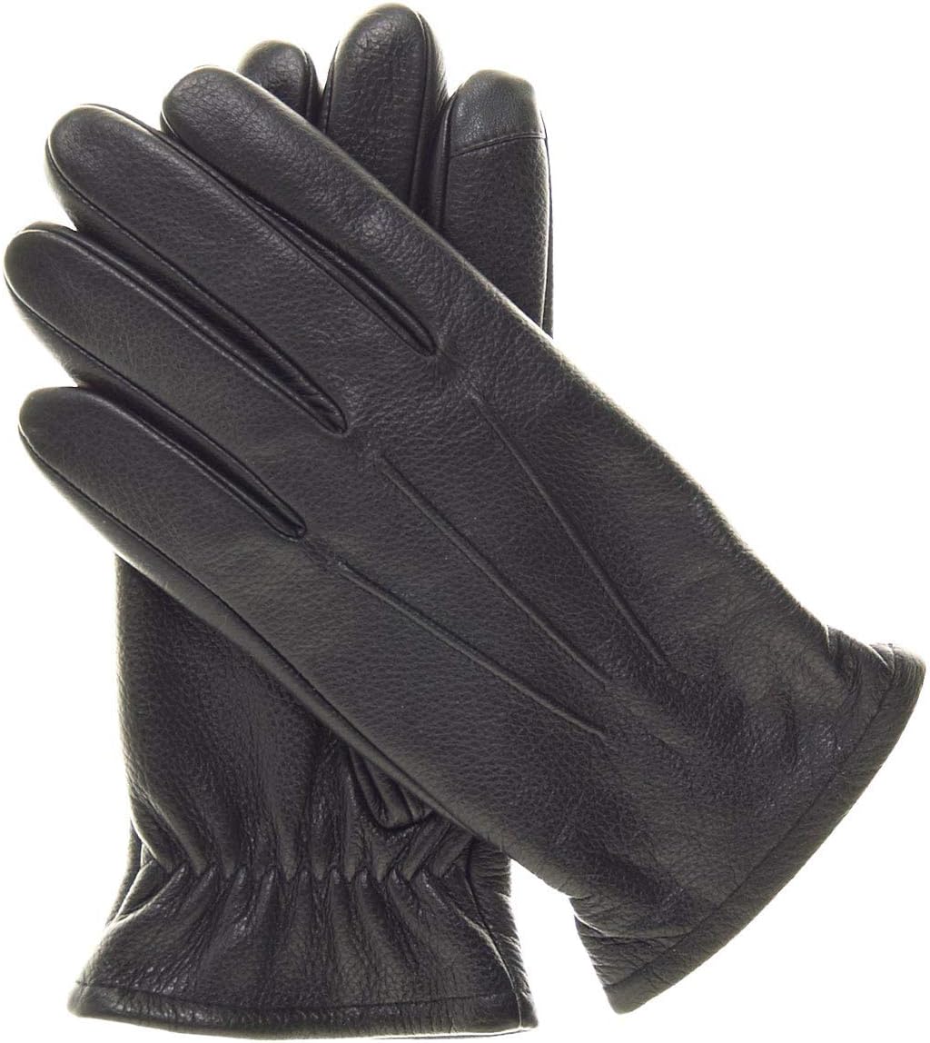 Pratt & Hart Men's Black Leather Gloves - Winter Driving Essential