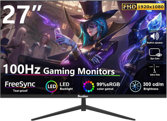 27 Inch Gaming Monitor with Built-in Speakers for Immersive Play