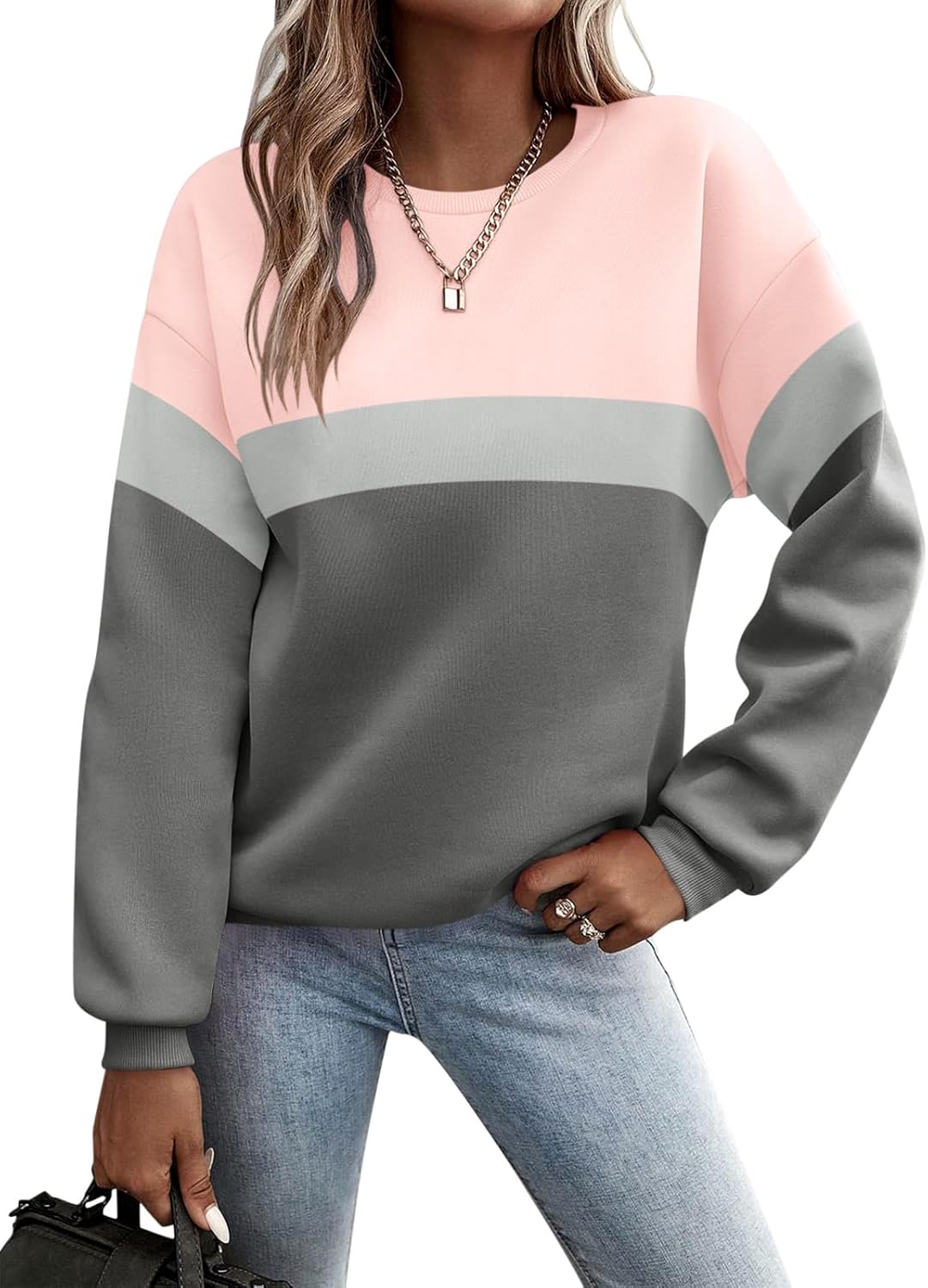 TICTICMIMI Women's Long Sleeve Color Block Sweatshirts for Fall
