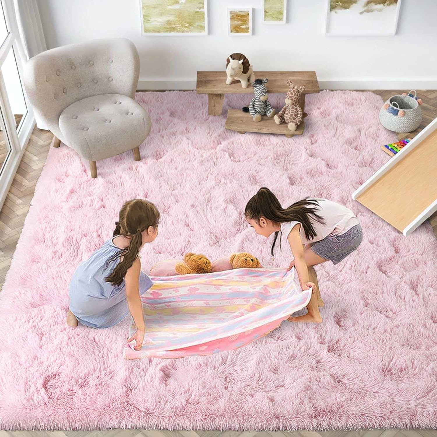 Fluffy Shag Area Rug 9x12 Feet for Bedroom Living Room Decor