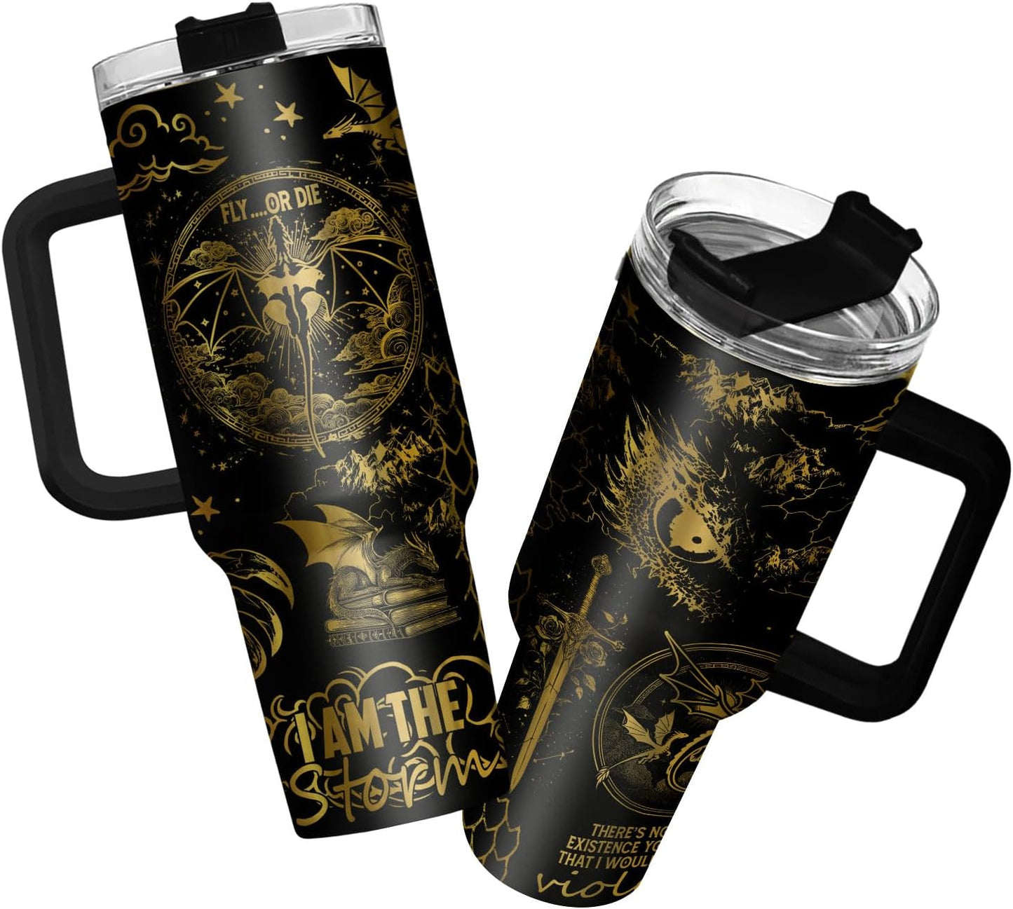 34HD Literature Tumbler with Handle & Straw for Book Lovers
