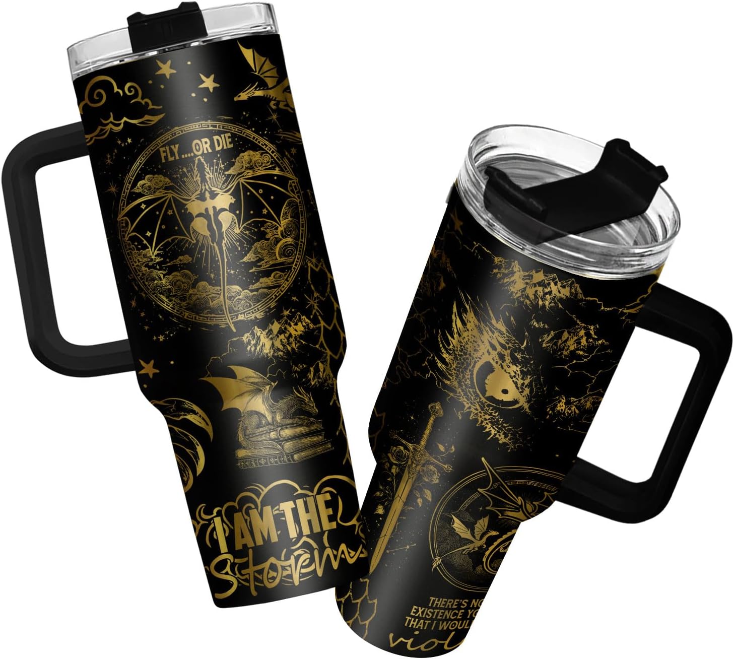 34HD Literature Tumbler with Handle & Straw for Book Lovers