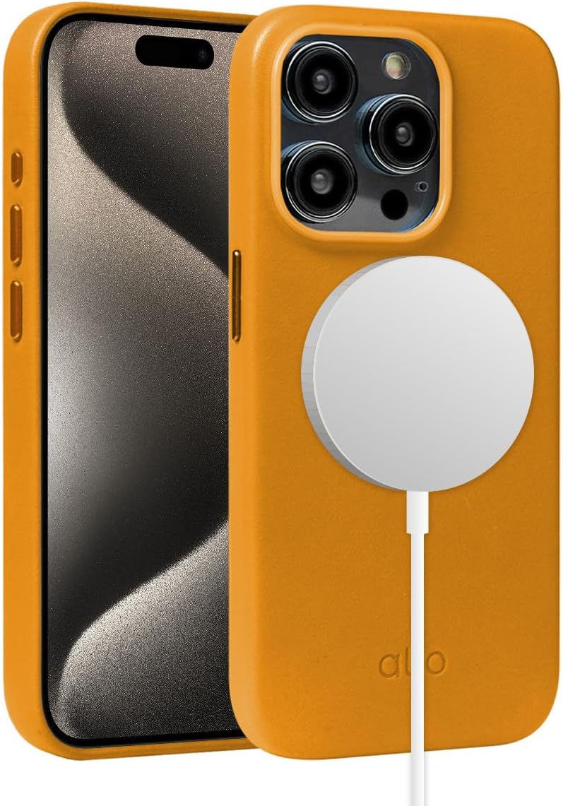 Magnetic Italian Leather Phone Case for iPhone 15 Pro 2023