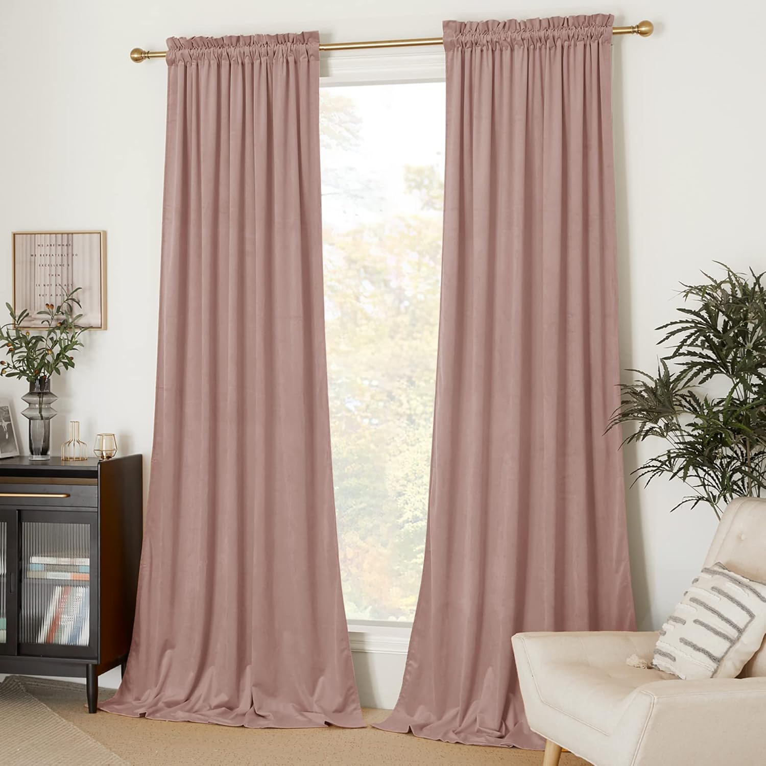 Luxurious Dusty Pink Velvet Curtains for Elegant Home Decor
