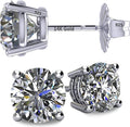 14K Solid Gold Post & Silver Simulated Diamond Stud Earrings - Bold