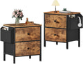 BOLUO Nightstands Set of 2 with Drawers for Small Spaces