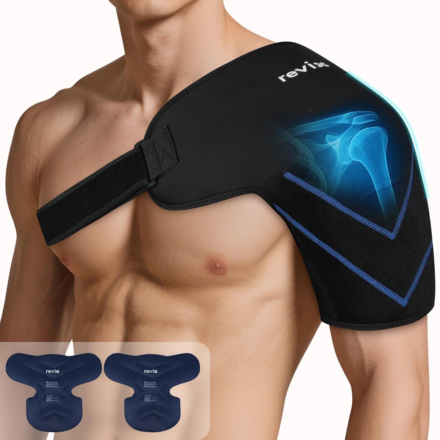 REVIX Large Shoulder Ice Pack Wrap for Rotator Cuff Relief