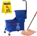 Matthew Cleaning Blue 44Quart Commercial Mop Bucket with Wringer - Low