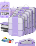 Compression Packing Cubes for Travel - 10 Piece Light Purple Set