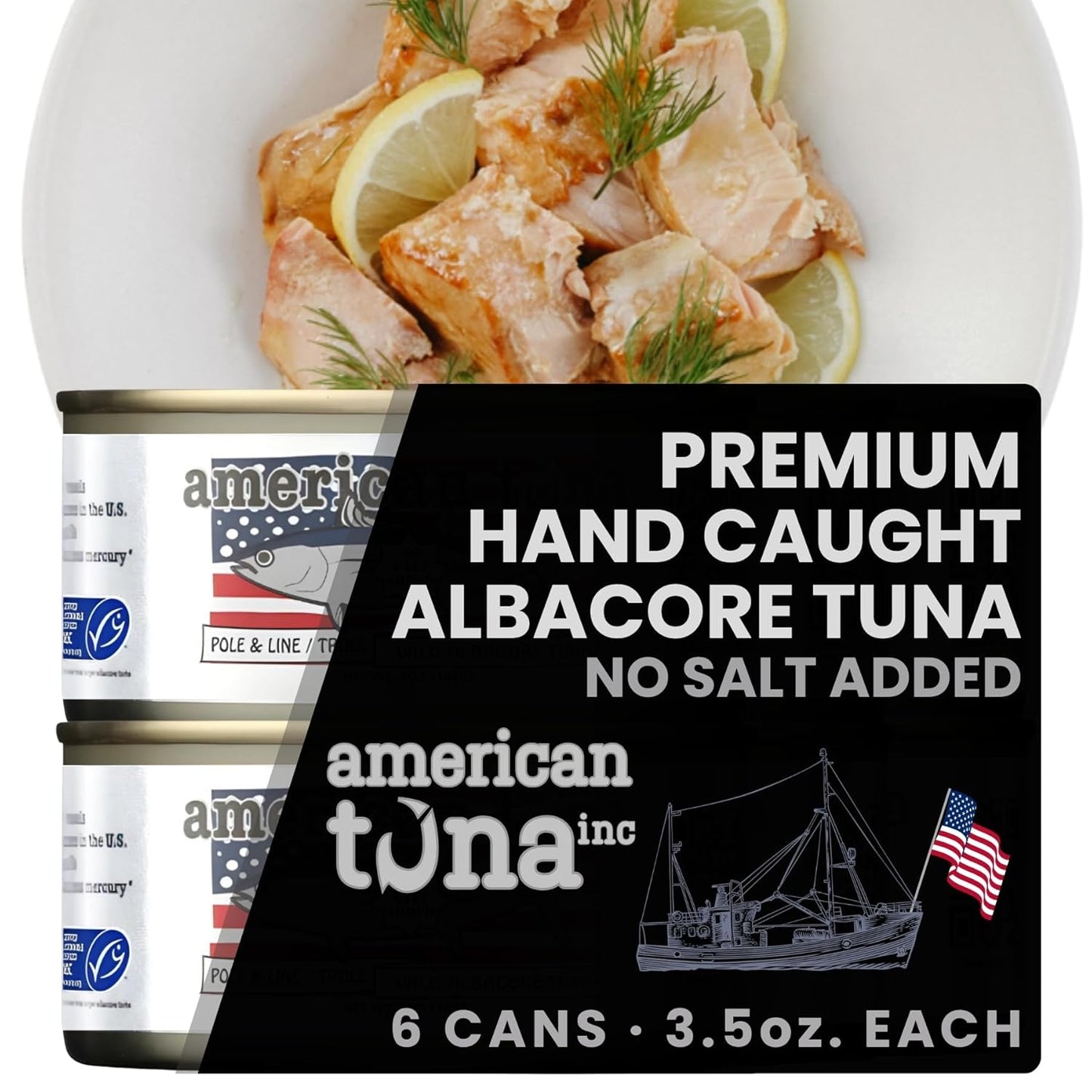 Sushi-Grade Pole Caught Wild Albacore Tuna - 6 Cans of Quality