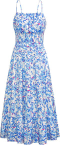 Womens 2025 Summer Maxi Dress - Smocked Floral Spaghetti Strap