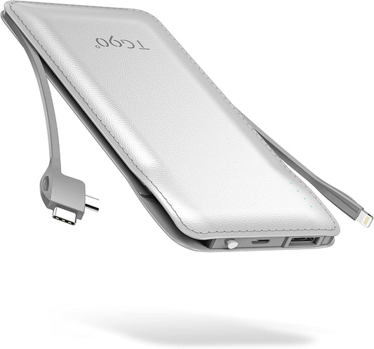 TG90 Portable Charger: 10000mAh Power Bank with Lightning & Android Cables
