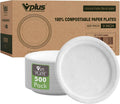 Vplus 500 Pack Paper Plates 9 in - Heavy Duty Compostable Dinnerware