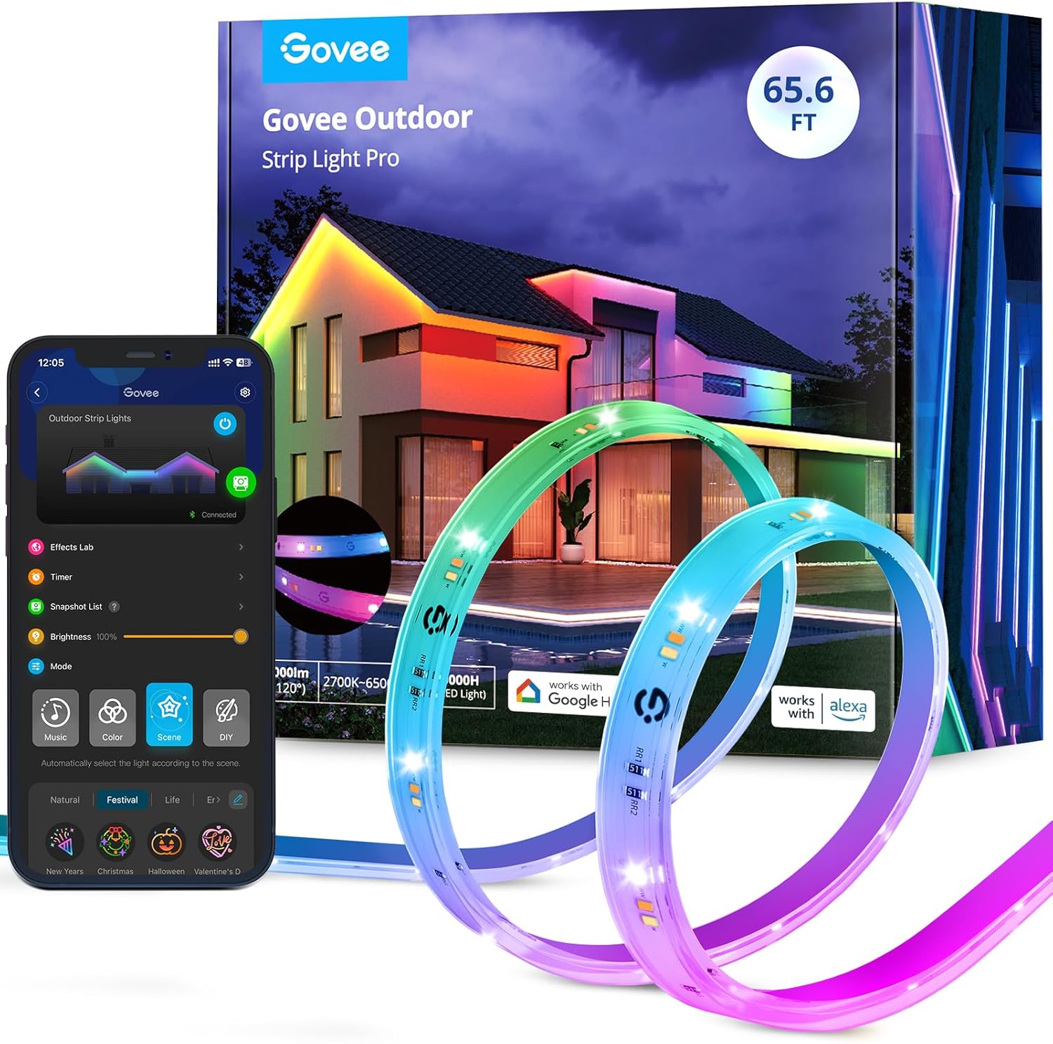 Govee Outdoor LED Strip Lights RGBIC for Year-Round Use