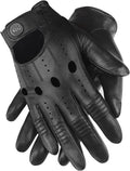 GSG Men Genuine Leather Driving Gloves Black - Soft Touchscreen