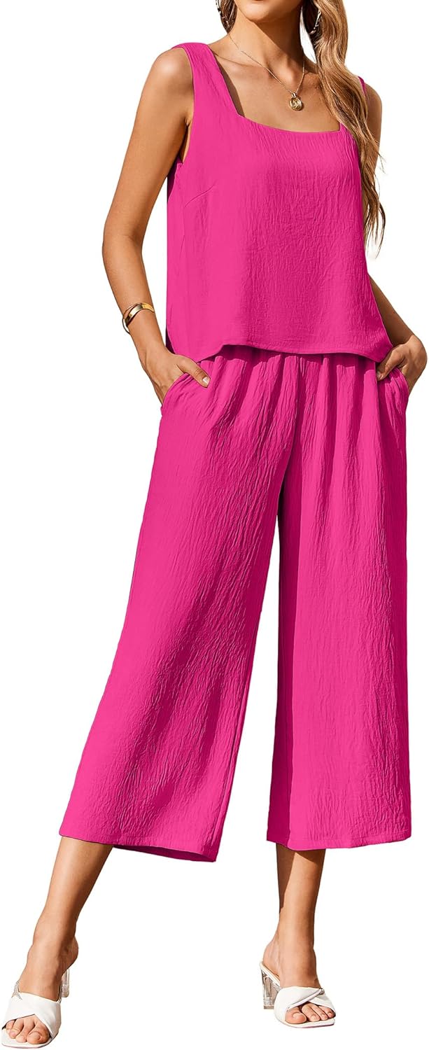 Ekouaer Women's 2 Piece Outfits for Summer Comfort