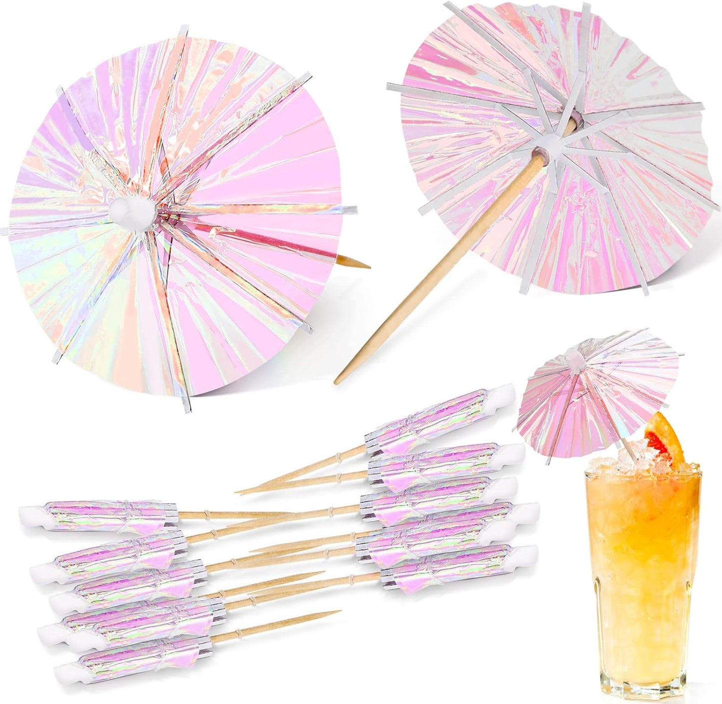 Summer Party Rainbow Cocktail Umbrellas Set