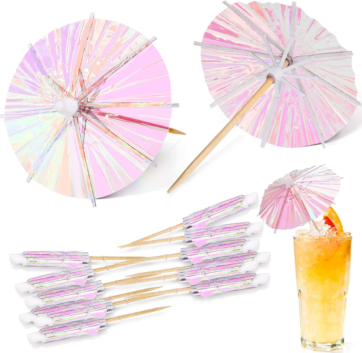 Summer Party Rainbow Cocktail Umbrellas Set