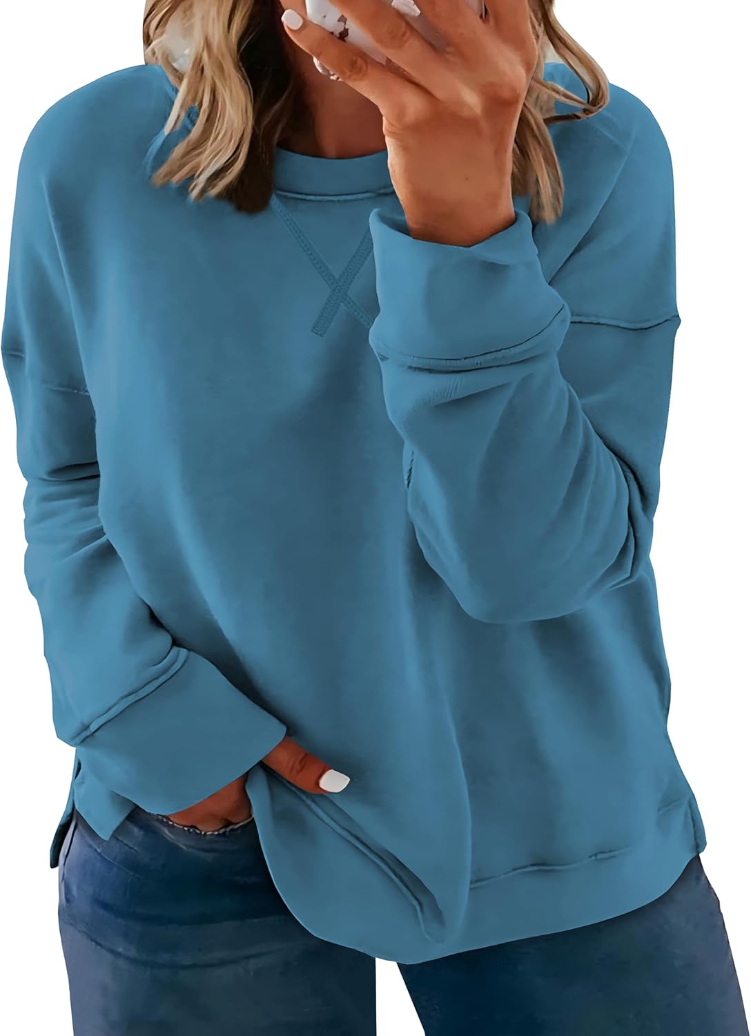 Women's Plus Size Casual Crew Neck Sweatshirt for Fall Fashion