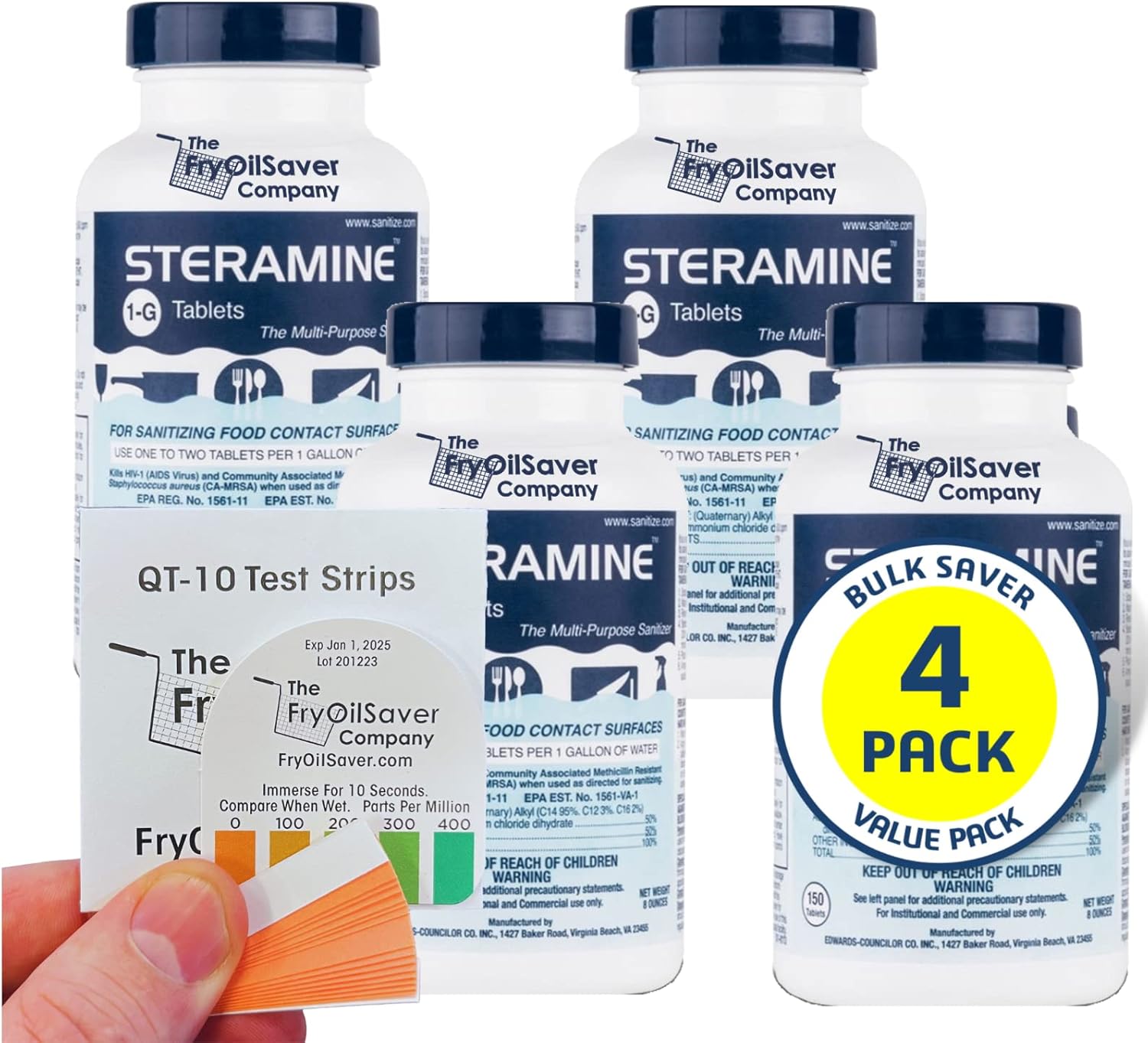 Steramine Sanitizer Tablets for Food Contact Surfaces - 600 Count