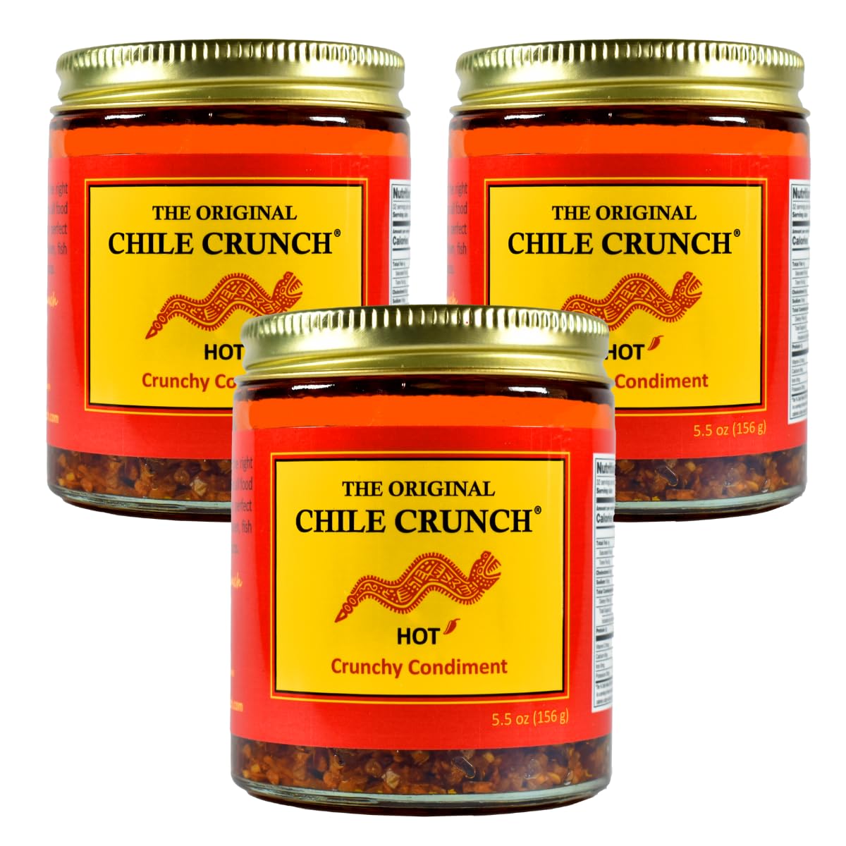 Chile Crunch Spicy Condiment - All Natural Hot Flavor 3 Pack