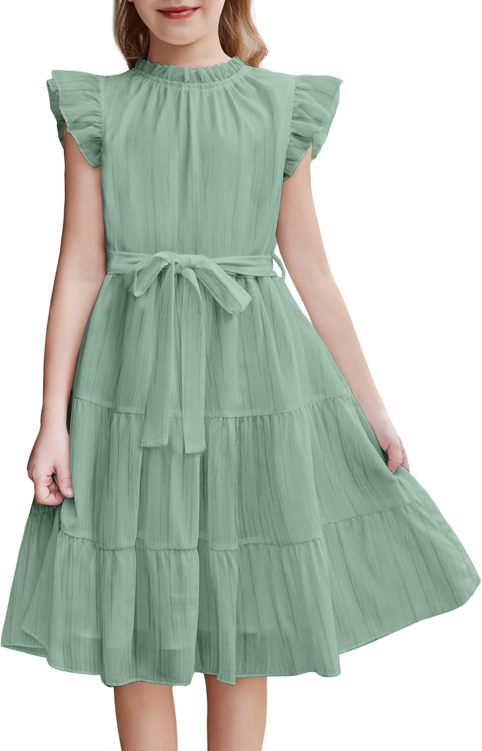 Arshiner Tween Girls Summer Dress with Ruffle Sleeve Design
