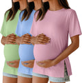 Ficerd 3 Pack Women's Maternity T Shirts - Soft Stretch Tee