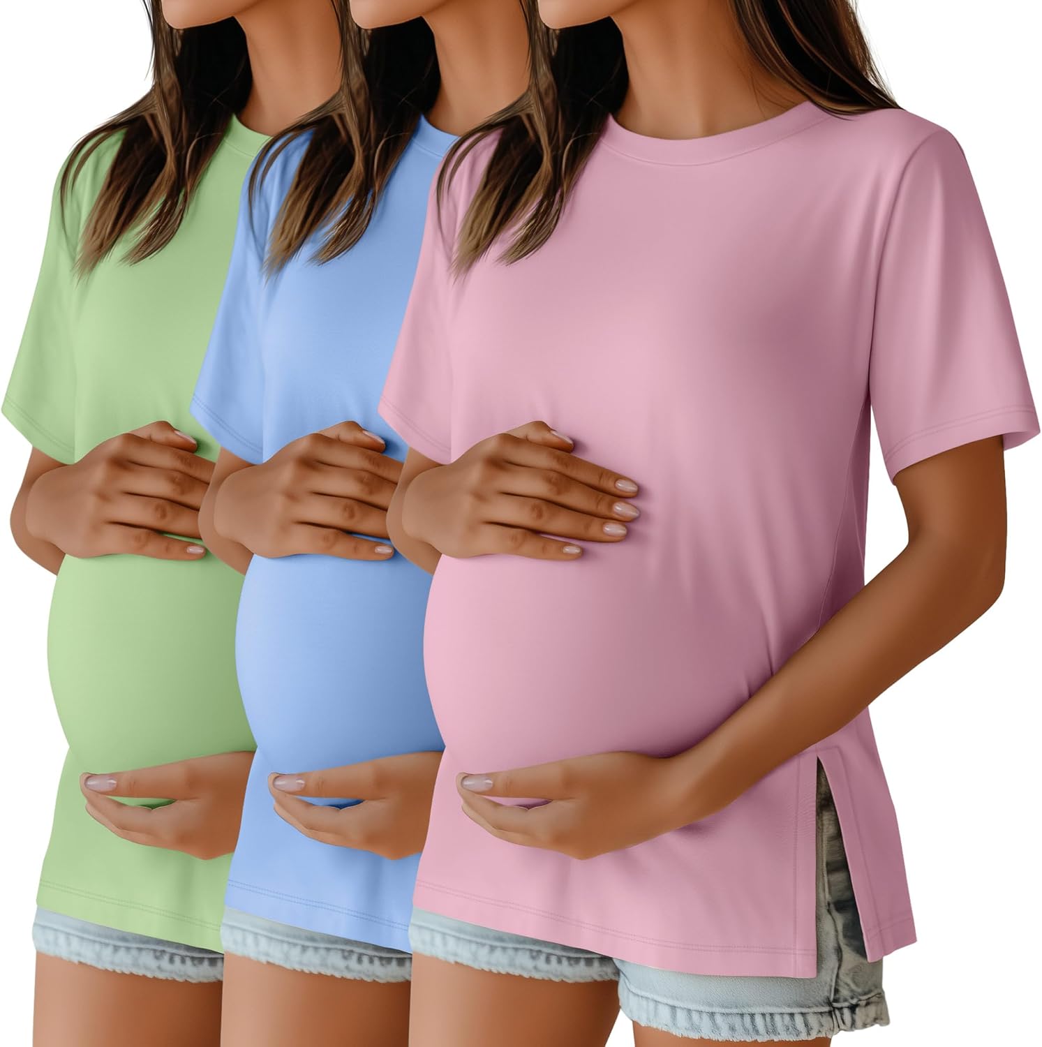 Maternity T Shirts 3 Pack for Women - Comfortable Casual Tops