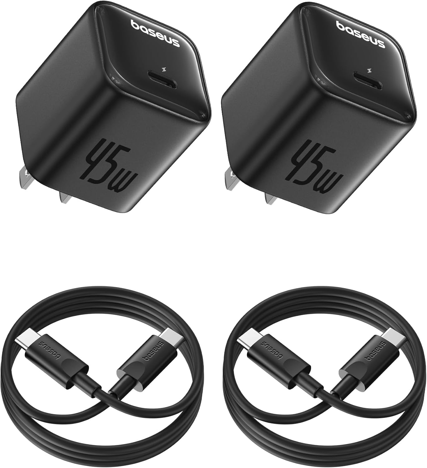 Fast Charge 2-Pack Baseus 45W USB C Charger