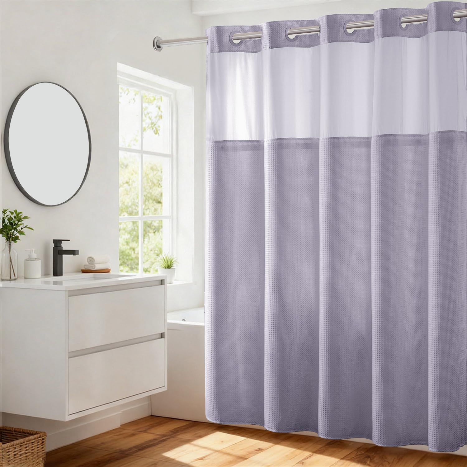 River Dream Heavyweight Dotted Waffle Weave Shower Curtain