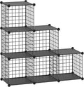 Wire Cube Storage Organizer 6-Cube Metal Grid Shelf Black - Modular