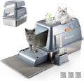 Stainless Steel Extra Large Covered Litter Box with High Sides - Odor