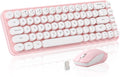 i68 Wireless Typewriter Keyboard and Mouse Combo - Pink Retro Style