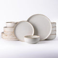 AmorArc Ceramic Dinnerware Set - Wavy Rim Stoneware Service for 8