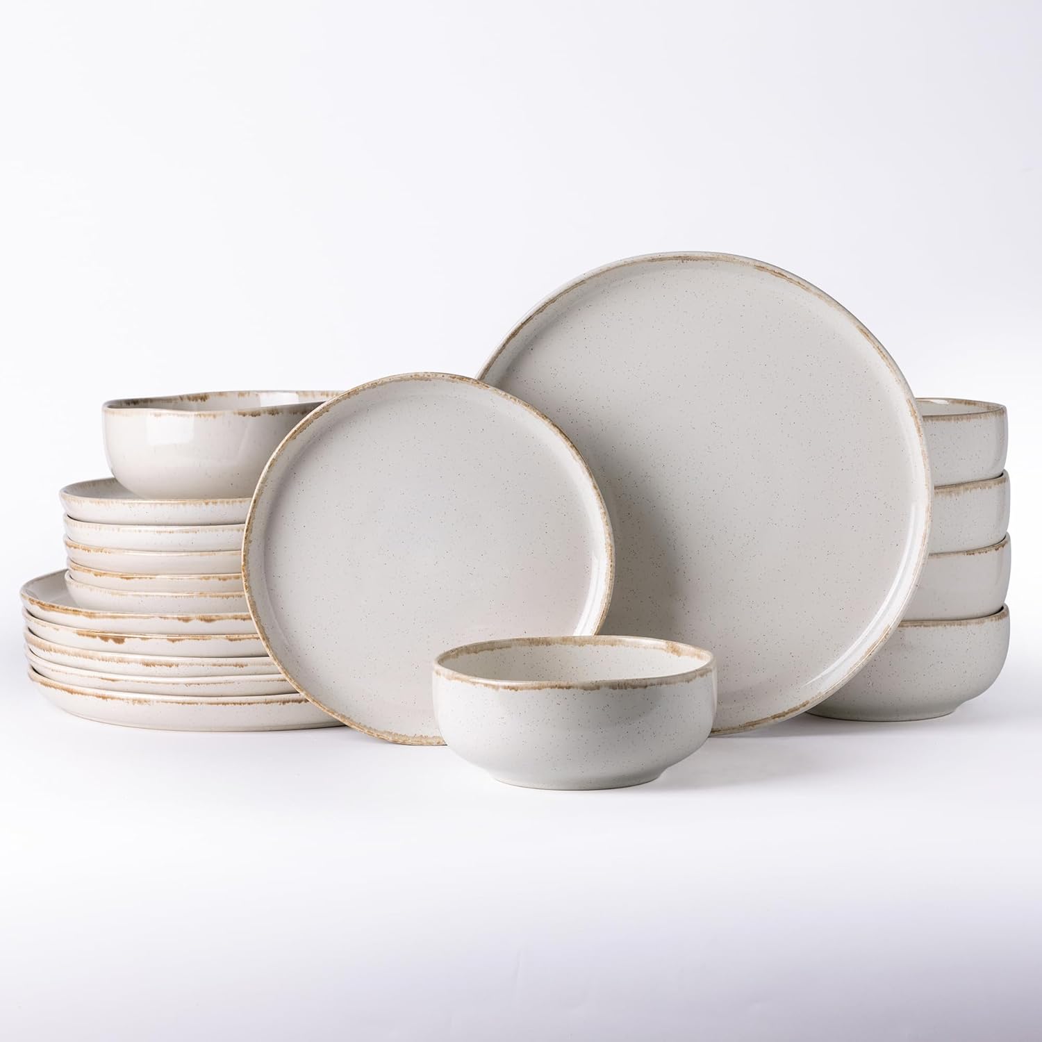 AmorArc Ceramic Dinnerware Sets with Wavy Rim for 8 People
