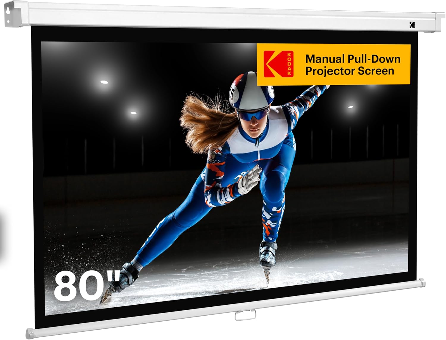 KODAK Manual Pull-Down Projector Screen 80 Inch for Home Use