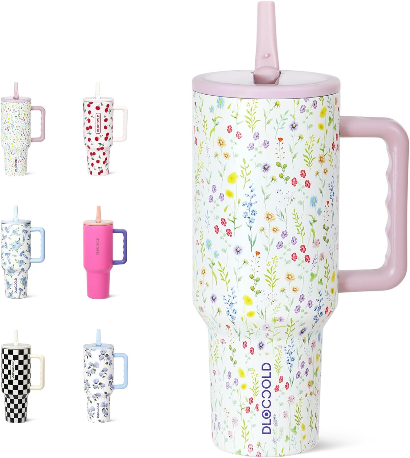DLOCCOLD 40 oz Tumbler with Handle & Flip Straw for Hydration