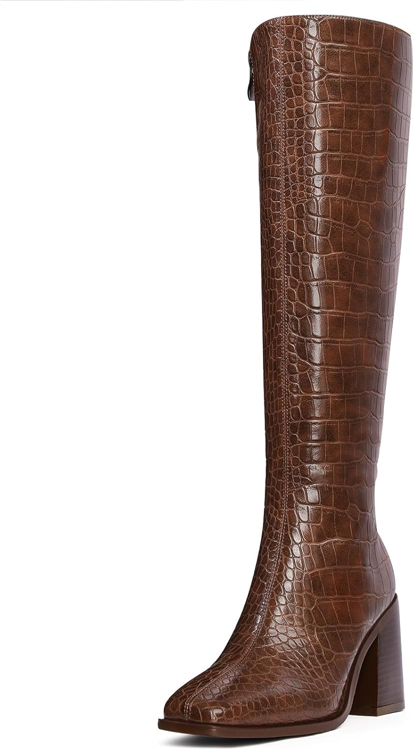 MUCCCUTE Knee High Boots for Women with Chunky Block Heel