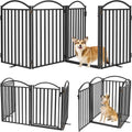 Metal Freestanding Dog Gate with Door 32in Height - Foldable 4-Panel
