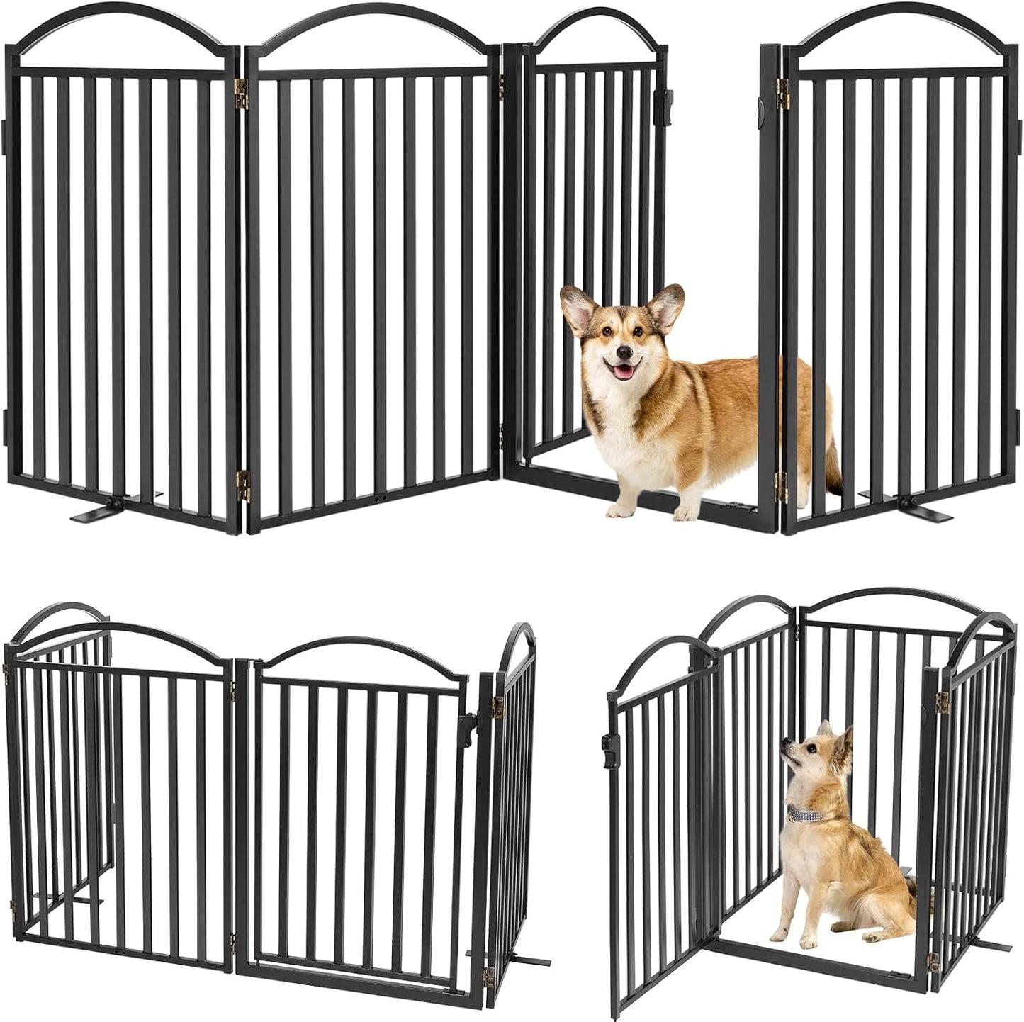 Malier Metal Freestanding Dog Gates with Door for Indoor Use