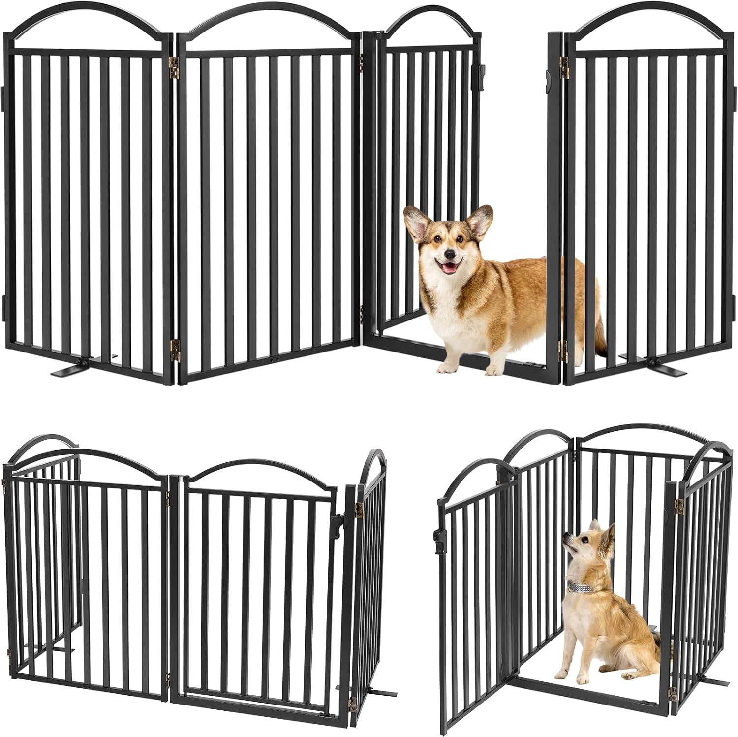 Malier Metal Freestanding Dog Gates with Door for Indoor Use