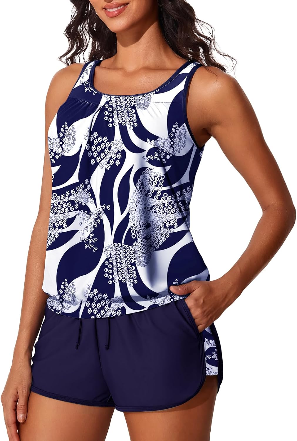 Summer Mae Blouson Women's Tankini Swimsuits with Tummy Control