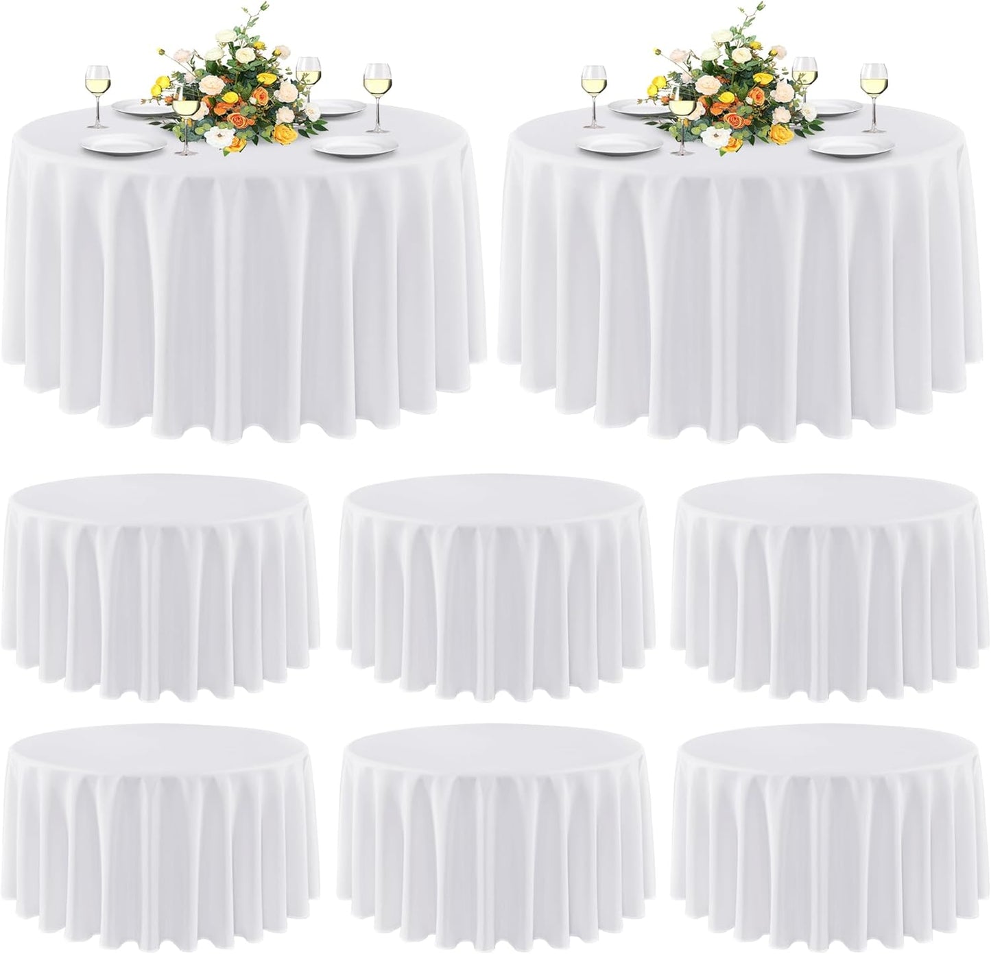 Sancua 8 Pack Round Tablecloth 90 Inch White for Events