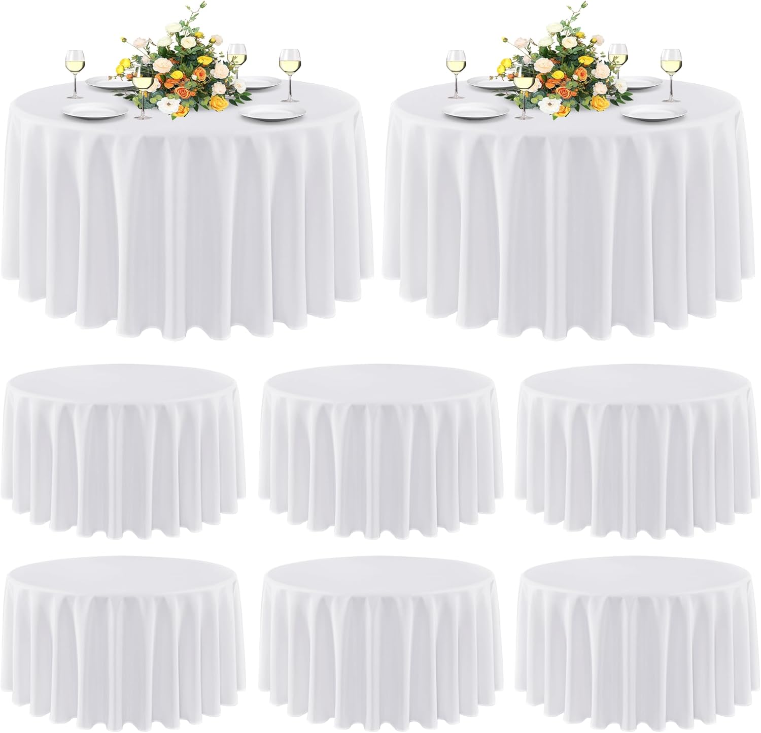 Sancua 8 Pack Round Tablecloth 90 Inch White for Events