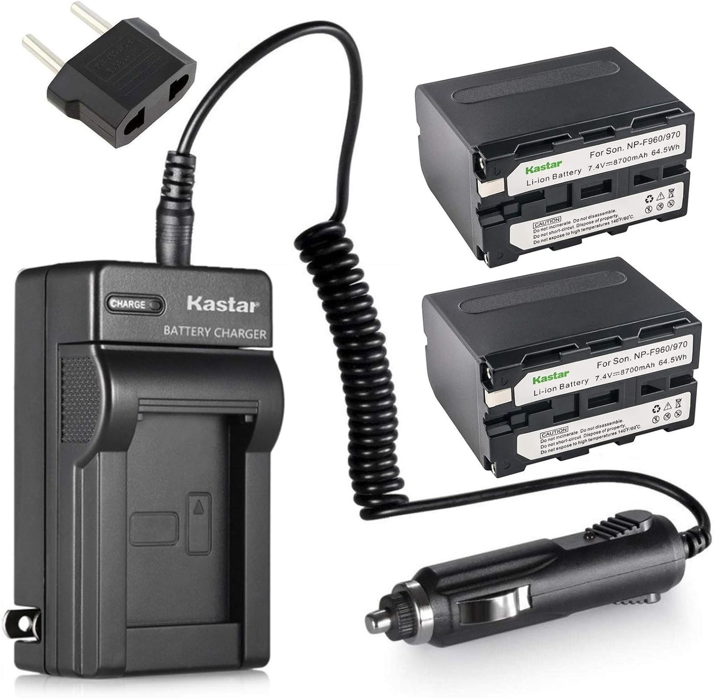 Kastar NP-F970 Battery 2-Pack with Charger for Sony Cameras