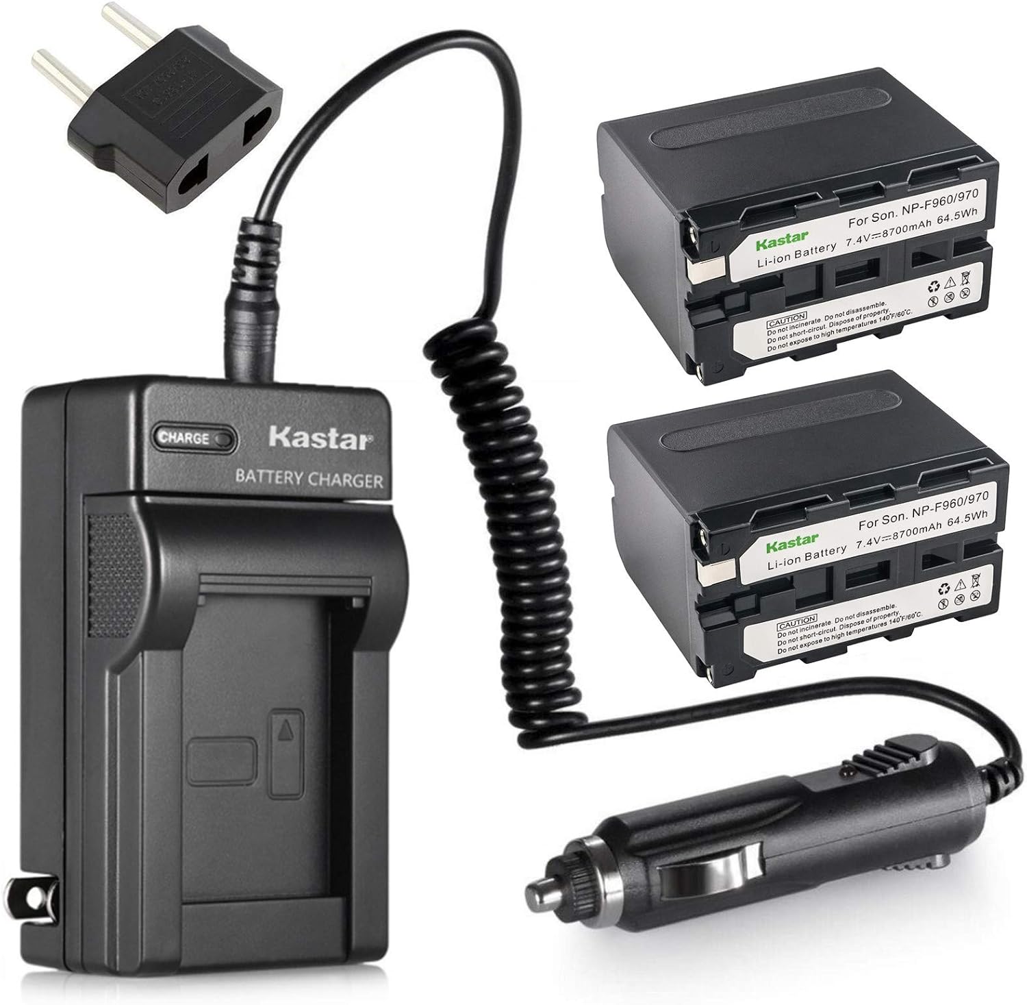 Kastar NP-F970 Battery 2-Pack with Charger for Sony Cameras