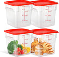 4 Pack 8 Quart Food Storage Containers with Lids - Clear, Stackable